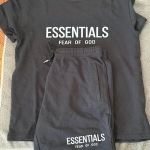 Fear of God Essentials Charcoal Tee and Shorts